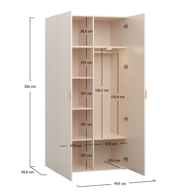 Garderob 4 You Fresh 2 Dörrar - Sandbeige - Förvaring - Klädförvaring - Garderob & garderobssystem - Klädskåp & fristående garderob