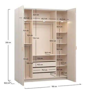 Garderob 4 You Fresh 4 Dörrar - Ek, 240,6 cm - Förvaring - Klädförvaring - Garderob & garderobssystem - Klädskåp & fristående garderob