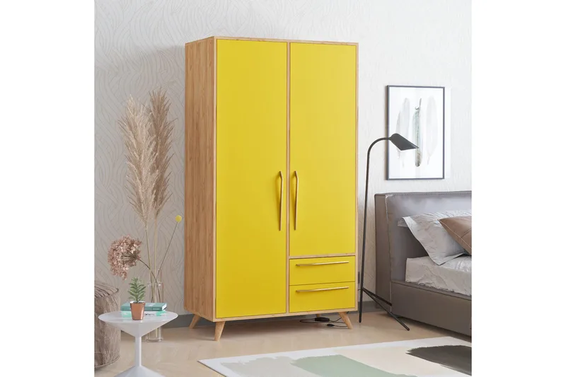 Garderob 52x100 cm, Guld/Natur/Gul