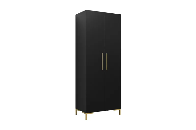 Garderob 74 cm i Målat Trä, Svart|Guld