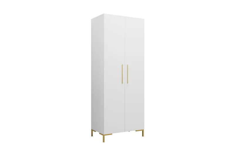 Garderob 74 cm i Målat Trä, Vit|Guld
