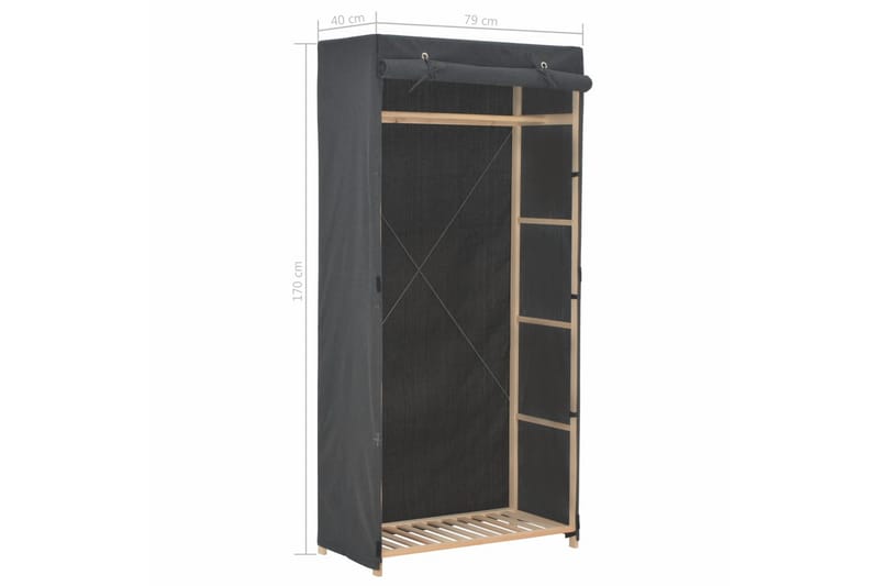 Garderob 79x40x170 cm grå tyg - Grå - Förvaring - Klädförvaring - Garderob & garderobssystem