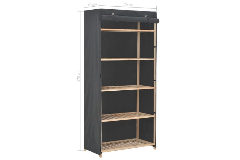 Garderob 79x40x170 cm grå tyg - Grå - Förvaring - Klädförvaring - Garderob & garderobssystem