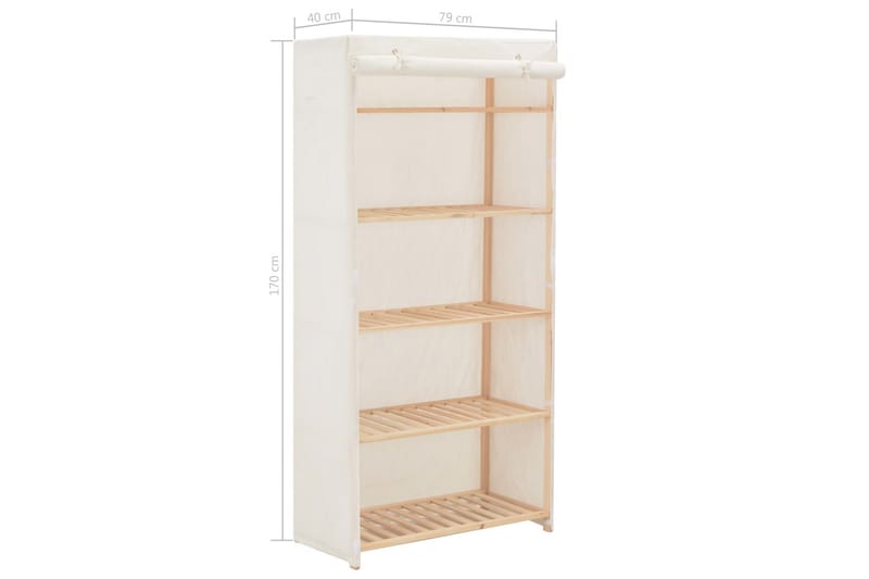 Garderob 79x40x170 cm vit tyg - Vit - Förvaring - Klädförvaring - Garderob & garderobssystem