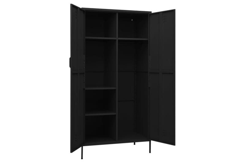 Garderob 90x50x180 cm svart stål - Svart - Förvaring - Klädförvaring - Garderob & garderobssystem