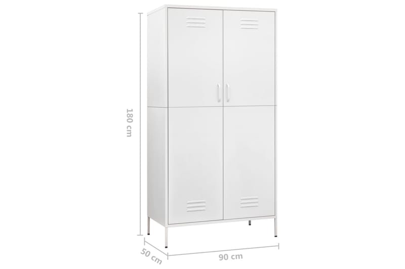 Garderob 90x50x180 cm vit stål - Vit - Förvaring - Klädförvaring - Garderob & garderobssystem
