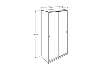 Garderob 94x182 cm 2 Skåp - Vit - Förvaring - Klädförvaring - Garderob & garderobssystem