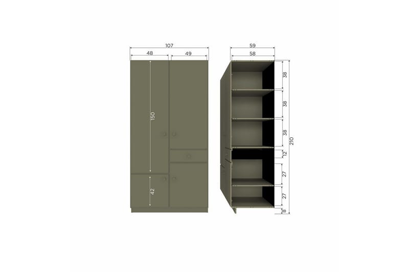 Garderob Alfie - 107 cm - Förvaring - Klädförvaring - Garderob & garderobssystem