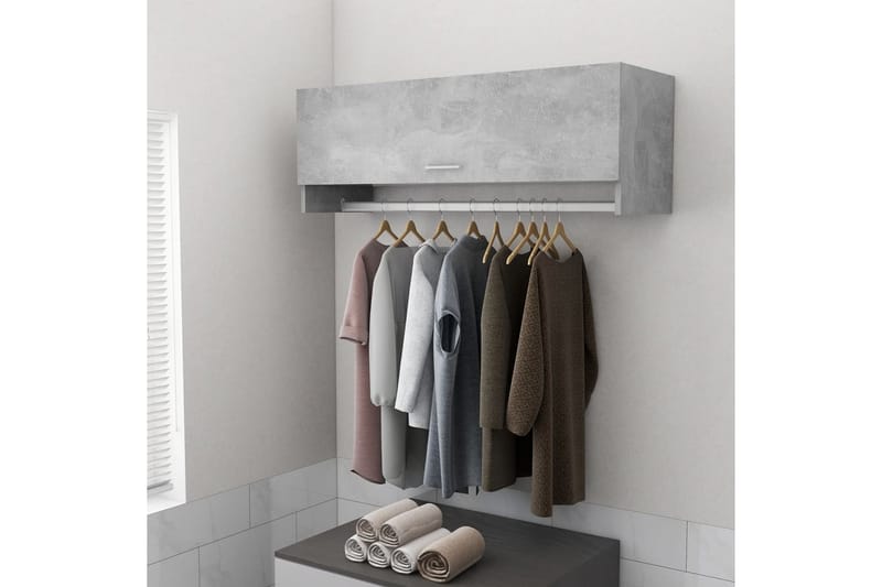Garderob betonggrå 100x32,5x35 cm spånskiva - Betonggrå - Förvaring - Klädförvaring - Garderob & garderobssystem