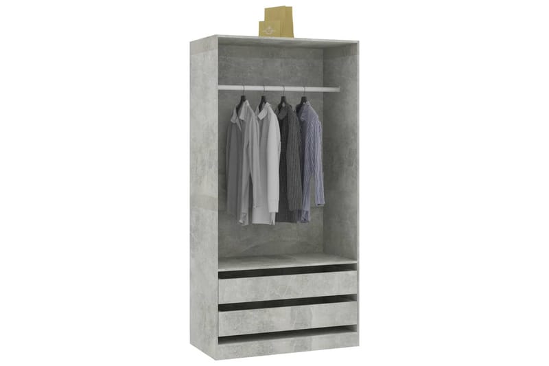 Garderob betonggrå 100x50x200 cm spånskiva - Grå - Förvaring - Klädförvaring - Garderob & garderobssystem