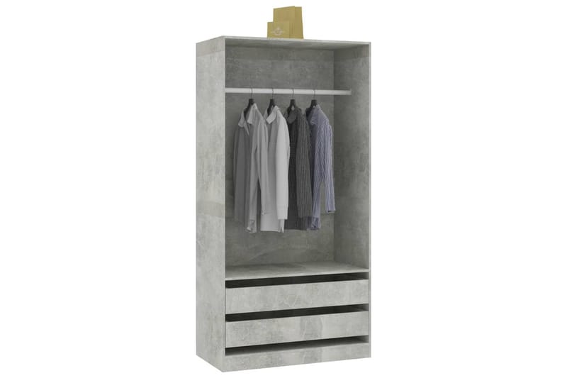 Garderob betonggrå 100x50x200 cm spånskiva - Grå - Garderob & garderobssystem - Klädskåp & fristående garderob