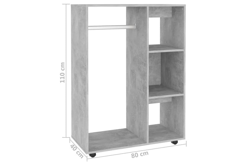 Garderob betonggrå 80x40x110 cm spånskiva - Betonggrå - Förvaring - Klädförvaring - Garderob & garderobssystem