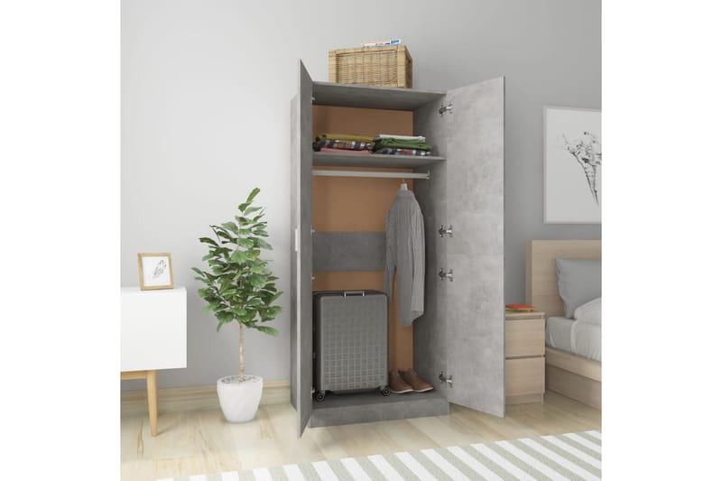 Garderob betonggrå 80x52x180 cm spånskiva - Grå - Förvaring - Klädförvaring - Garderob & garderobssystem