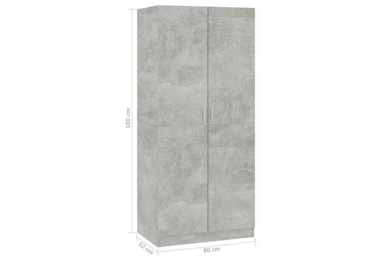 Garderob betonggrå 80x52x180 cm spånskiva - Grå - Förvaring - Klädförvaring - Garderob & garderobssystem