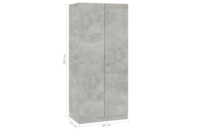 Garderob betonggrå 80x52x180 cm spånskiva - Grå - Garderob & garderobssystem - Klädskåp & fristående garderob