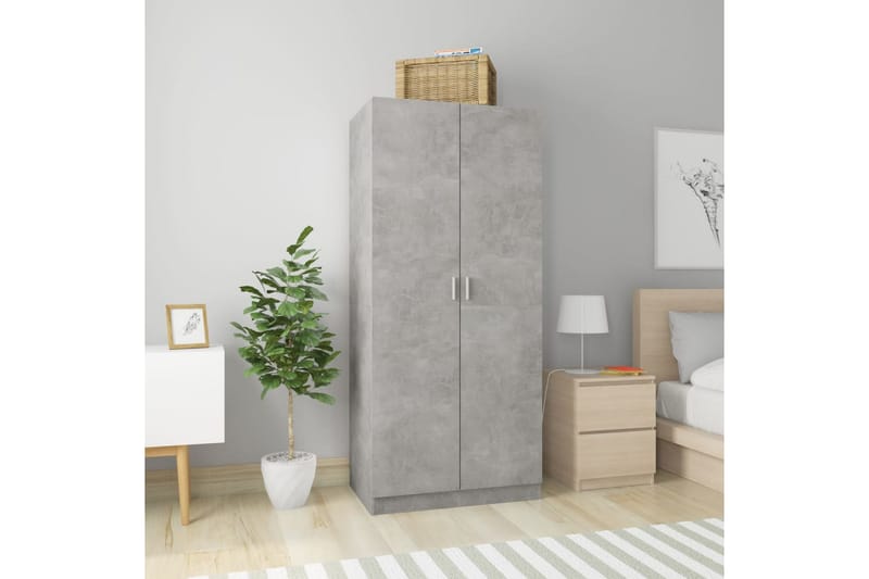 Garderob betonggrå 80x52x180 cm spånskiva - Grå - Förvaring - Klädförvaring - Garderob & garderobssystem