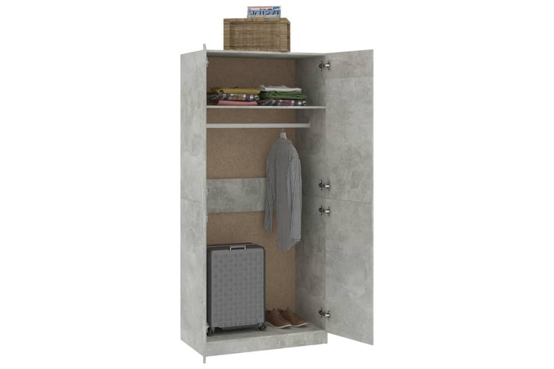 Garderob betonggrå 90x52x200 cm spånskiva - Grå - Förvaring - Klädförvaring - Garderob & garderobssystem