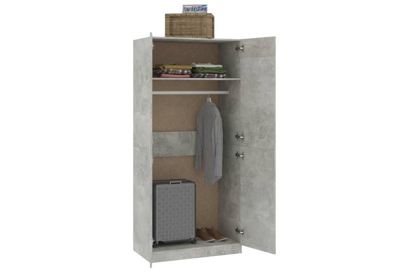 Garderob betonggrå 90x52x200 cm spånskiva - Grå - Garderob & garderobssystem - Klädskåp & fristående garderob