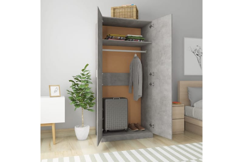 Garderob betonggrå 90x52x200 cm spånskiva - Grå - Förvaring - Klädförvaring - Garderob & garderobssystem