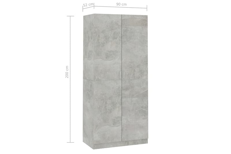 Garderob betonggrå 90x52x200 cm spånskiva - Grå - Förvaring - Klädförvaring - Garderob & garderobssystem