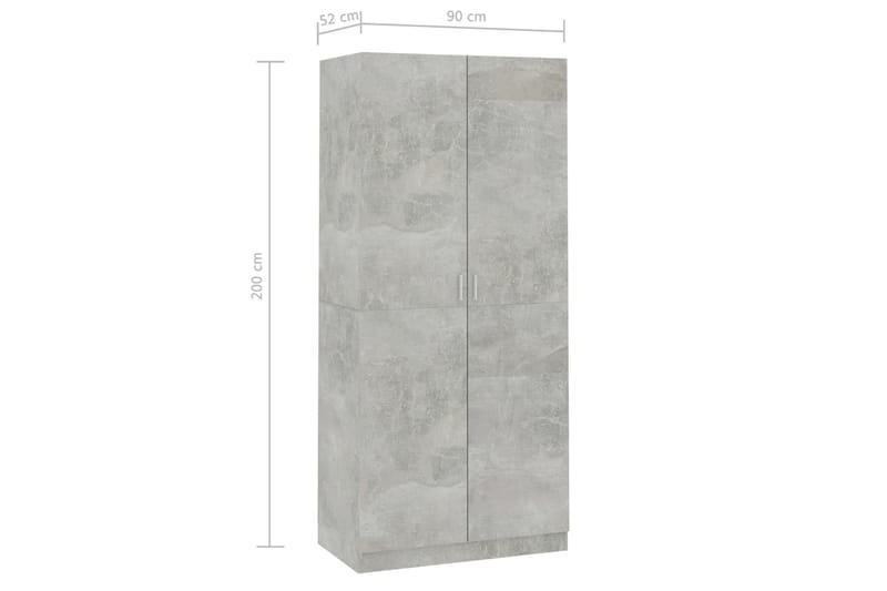 Garderob betonggrå 90x52x200 cm spånskiva - Grå - Garderob & garderobssystem - Klädskåp & fristående garderob