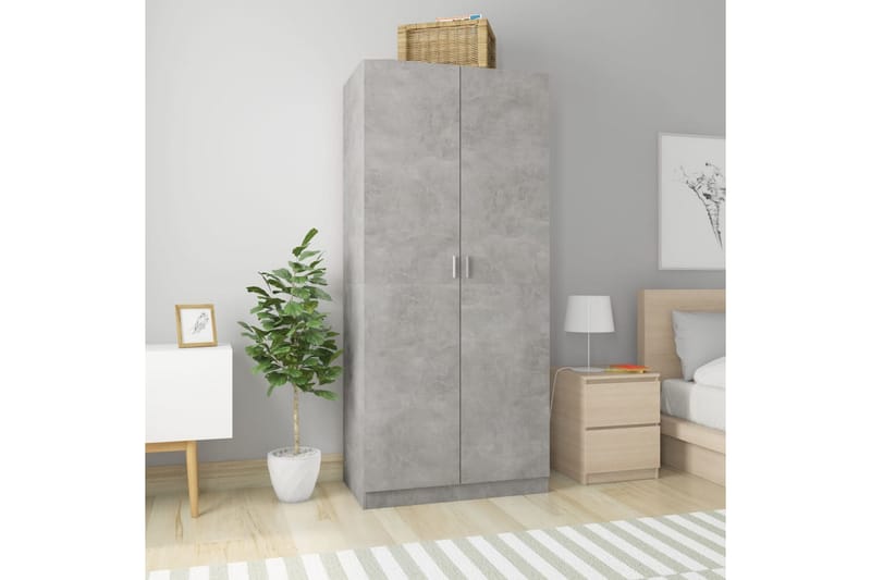 Garderob betonggrå 90x52x200 cm spånskiva - Grå - Förvaring - Klädförvaring - Garderob & garderobssystem