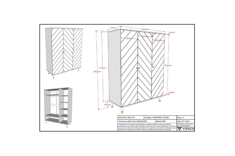 Garderob Billy Vit 3-dörrar - 3-dörrar - Förvaring - Klädförvaring - Garderob & garderobssystem