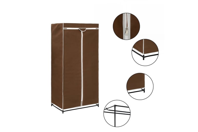 Garderob brun 75x50x160 cm - Brun - Förvaring - Klädförvaring - Garderob & garderobssystem
