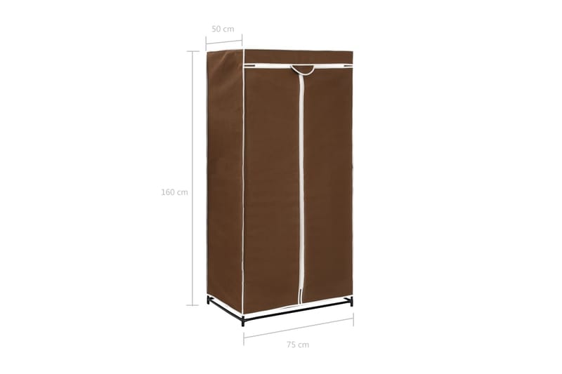 Garderob brun 75x50x160 cm - Brun - Förvaring - Klädförvaring - Garderob & garderobssystem