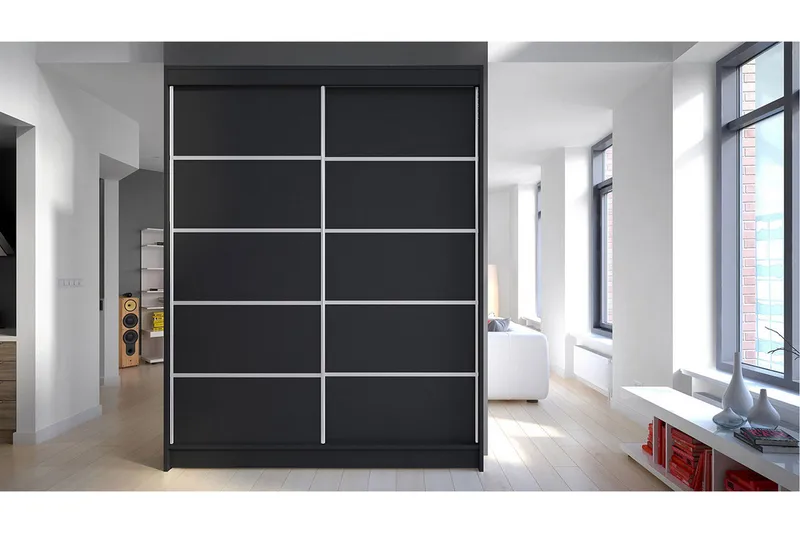 Garderob Camino LED-belysning - Svart - Förvaring - Klädförvaring - Garderob & garderobssystem