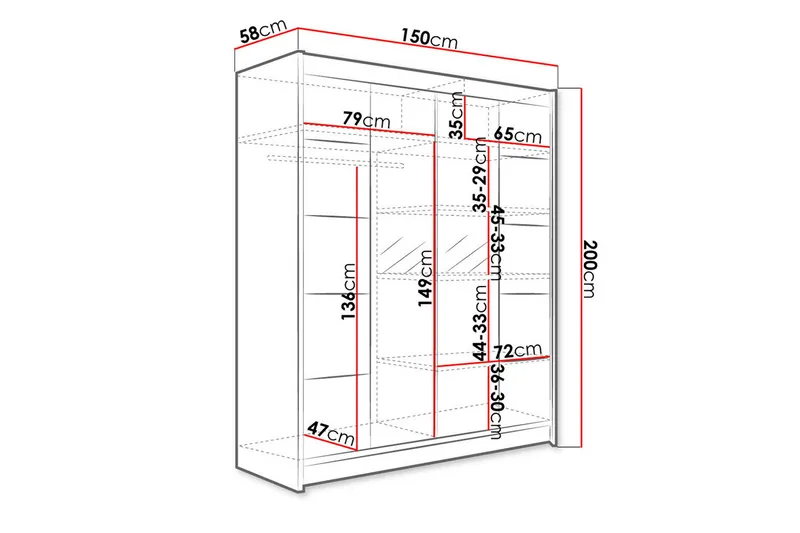 Garderob Camino LED-belysning - Vit - Förvaring - Klädförvaring - Garderob & garderobssystem