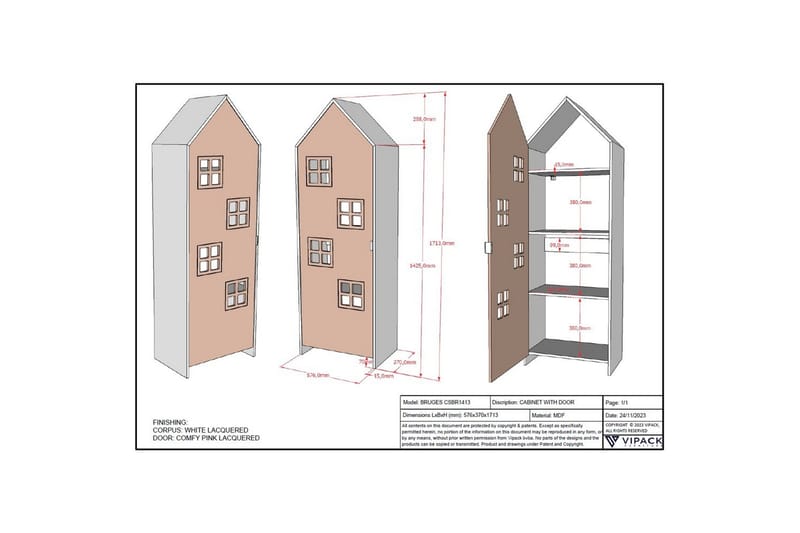 Garderob Casami Brygge Rosa - Rosa - Förvaring - Klädförvaring - Garderob & garderobssystem