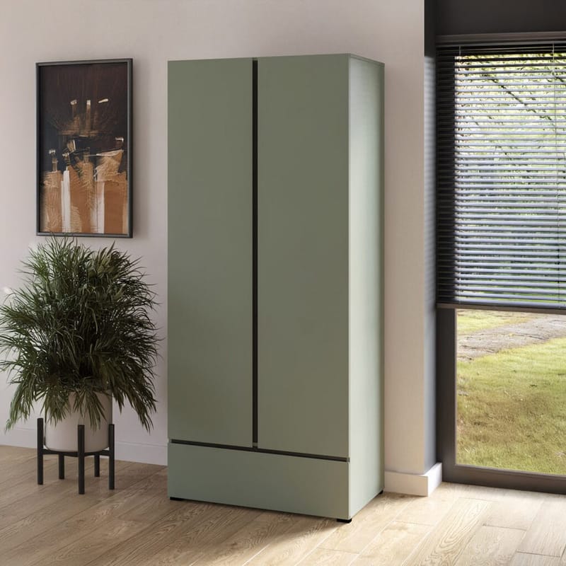 Garderob Cross S 2 dörrar 1 låda - Grön - Förvaring - Klädförvaring - Garderob & garderobssystem