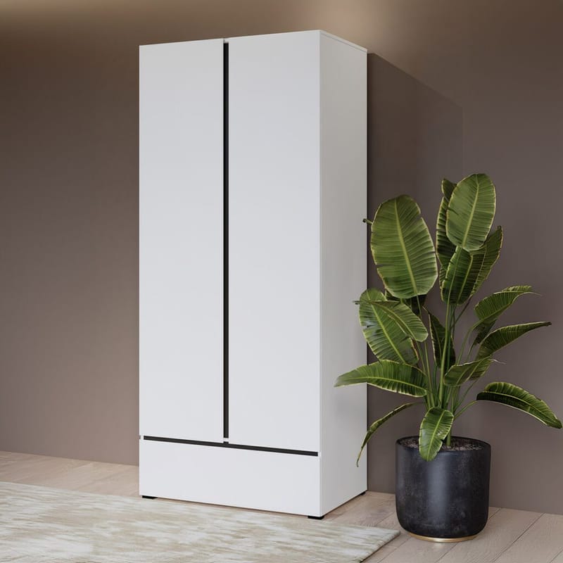 Garderob Cross S 2 dörrar 1 låda - Vit - Förvaring - Klädförvaring - Garderob & garderobssystem