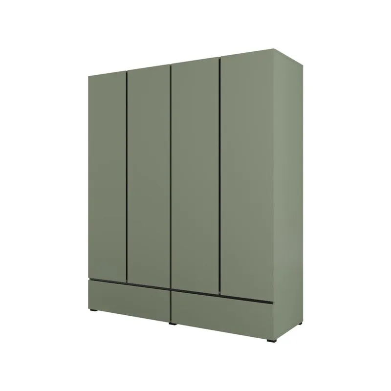Garderob Cross S 4 dörrar med 2 lådor - Grön - Förvaring - Klädförvaring - Garderob & garderobssystem