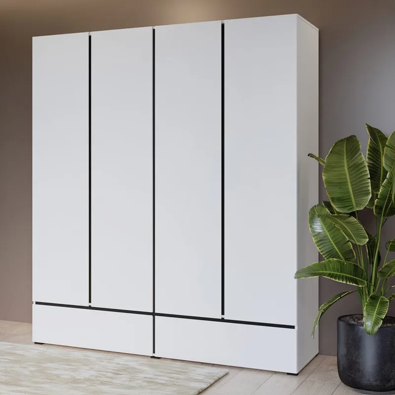 Garderob Cross S 4 dörrar med 2 lådor - Vit - Förvaring - Klädförvaring - Garderob & garderobssystem