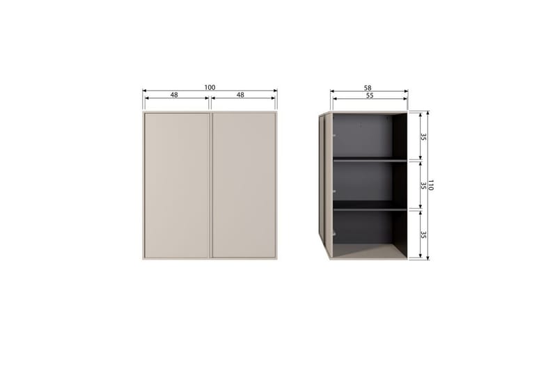 Garderob Dagligen 110x100 cm, Dubbeldörrar - 110x100 cm, Dubbeldörrar - Förvaring - Klädförvaring - Garderob & garderobssystem - Klädskåp & fristående garderob