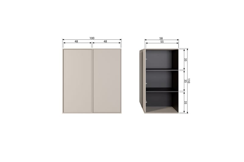 Garderob Dagligen 110x100 cm, Dubbeldörrar - 110x100 cm, Dubbeldörrar - Förvaring - Klädförvaring - Garderob & garderobssystem - Klädskåp & fristående garderob