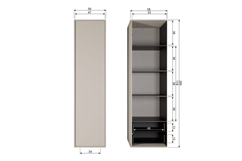 Garderob Dagligen 200x50 cm, Enkel dörr - 200x50 cm, Enkel dörr - Förvaring - Klädförvaring - Garderob & garderobssystem - Klädskåp & fristående garderob