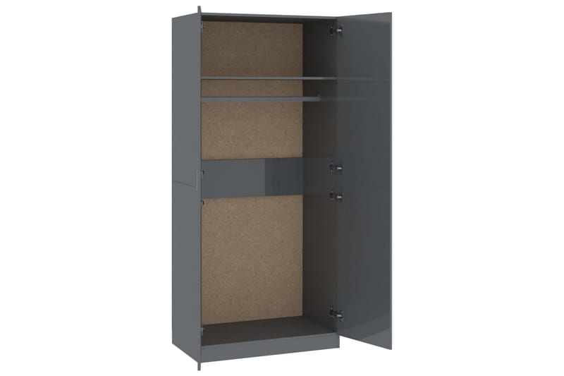 Garderob grå högglans 90x52x200 cm spånskiva - Grå - Förvaring - Klädförvaring - Garderob & garderobssystem