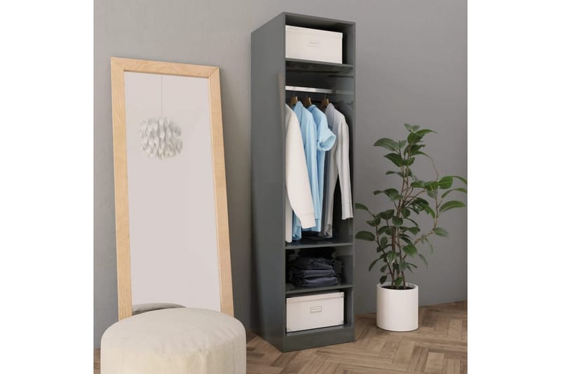 Garderob högglans grå 50x50x200 cm spånskiva - Grå - Förvaring - Klädförvaring - Garderob & garderobssystem