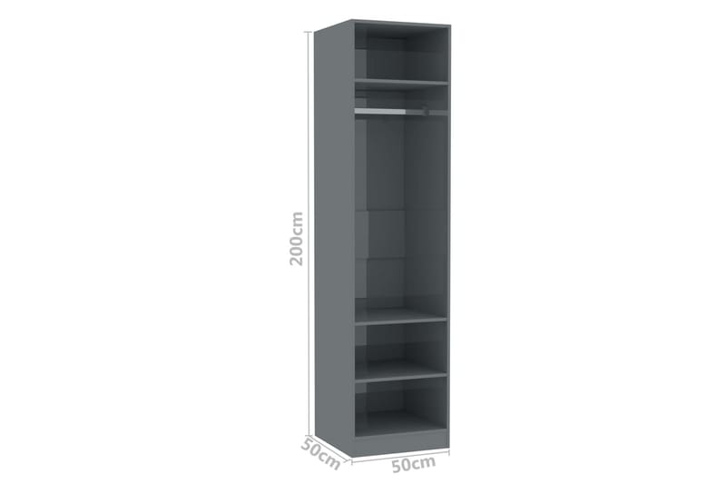 Garderob högglans grå 50x50x200 cm spånskiva - Grå - Förvaring - Klädförvaring - Garderob & garderobssystem