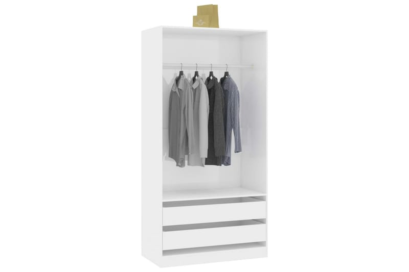 Garderob högglans vit 100x50x200 cm spånskiva - Vit - Förvaring - Klädförvaring - Garderob & garderobssystem