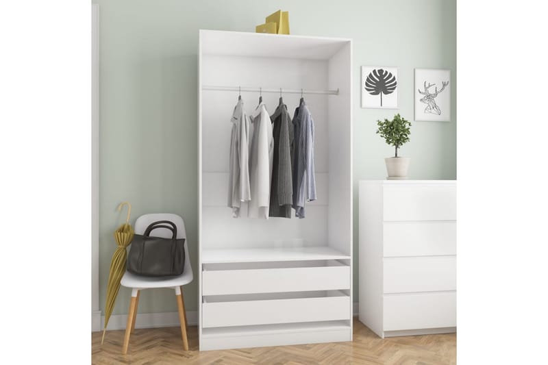 Garderob högglans vit 100x50x200 cm spånskiva - Vit - Garderob & garderobssystem - Klädskåp & fristående garderob