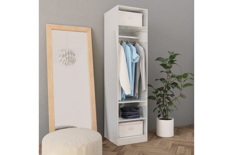 Garderob högglans vit 50x50x200 cm spånskiva - Vit - Förvaring - Klädförvaring - Garderob & garderobssystem
