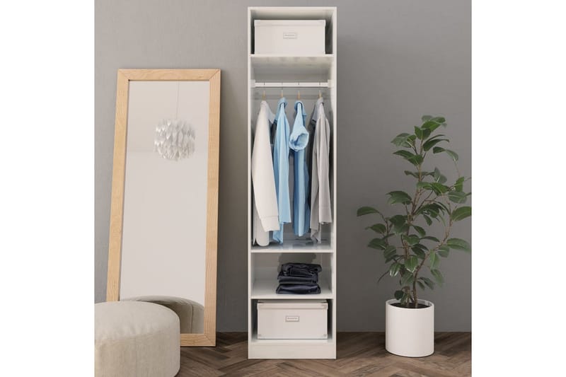Garderob högglans vit 50x50x200 cm spånskiva - Vit - Garderob & garderobssystem - Klädskåp & fristående garderob