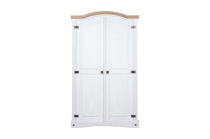 Garderob i mexikansk coronastil furu 2 dörrar vit - Vit - Garderob & garderobssystem - Klädskåp & fristående garderob