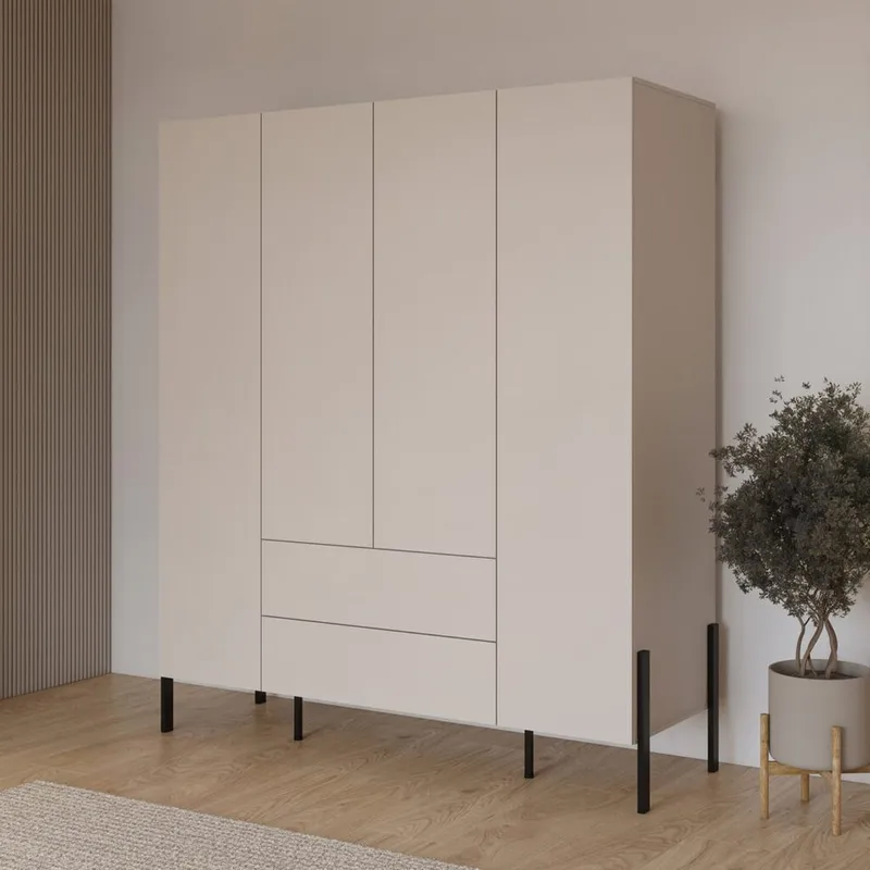 Garderob Jukon S 4 Dörrar med 2 Lådor - Förvaring - Klädförvaring - Garderob & garderobssystem