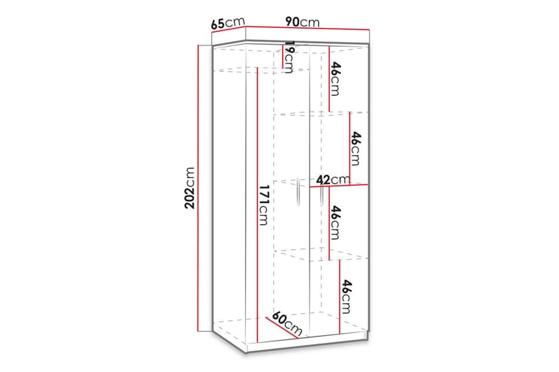 Garderob Julissa LED-belysning - Vit - Förvaring - Klädförvaring - Garderob & garderobssystem