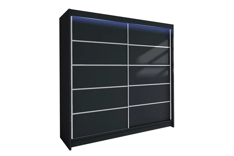 Garderob + LED, Svart
